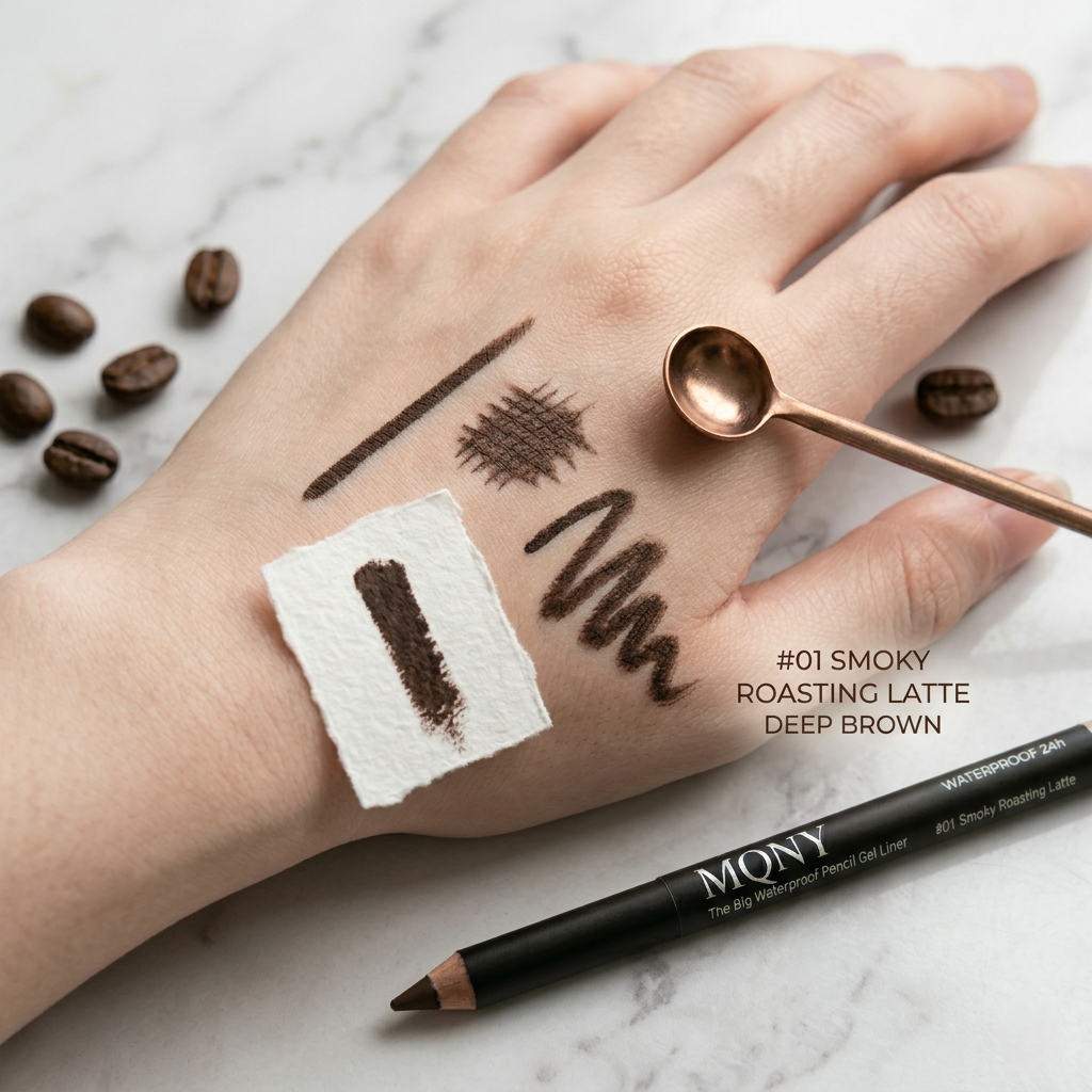 Second image of MQNY The Big Waterproof Pencil Gel Liner – #01 Smoky Roasting Latte